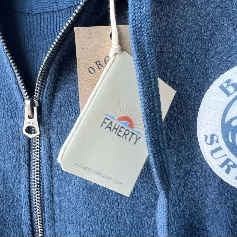 Faherty Big Sur Beach Fleece Zip Jacket in Deep Navy